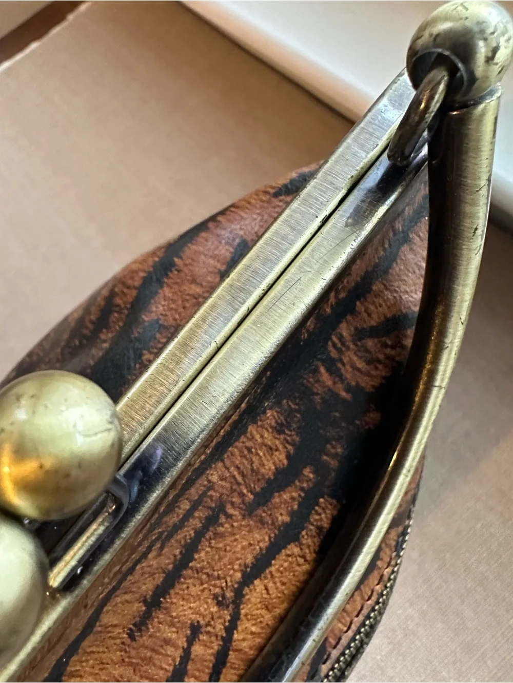Patricia Nash Novella Frame Bag Tiger Print Leather